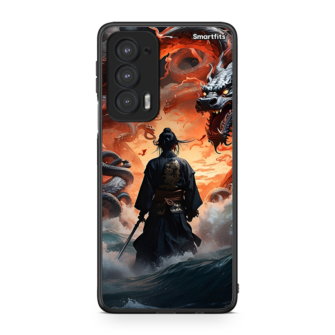 Motorola Edge 20 5G Dragons Fight θήκη από τη Smartfits με σχέδιο στο πίσω μέρος και μαύρο περίβλημα | Smartphone case with colorful back and black bezels by Smartfits