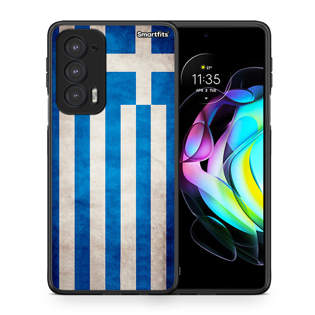 Θήκη Motorola Edge 20 5G Greek Flag από τη Smartfits με σχέδιο στο πίσω μέρος και μαύρο περίβλημα | Motorola Edge 20 5G Greek Flag case with colorful back and black bezels