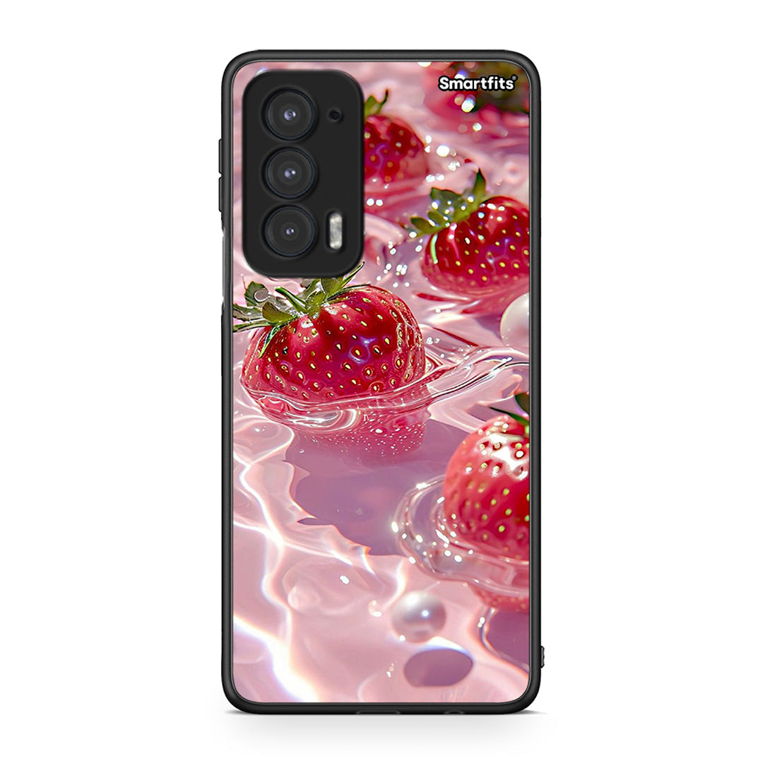 Motorola Edge 20 5G Juicy Strawberries θήκη από τη Smartfits με σχέδιο στο πίσω μέρος και μαύρο περίβλημα | Smartphone case with colorful back and black bezels by Smartfits