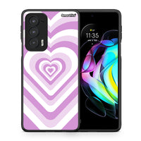 Thumbnail for Θήκη Motorola Edge 20 5G Lilac Hearts από τη Smartfits με σχέδιο στο πίσω μέρος και μαύρο περίβλημα | Motorola Edge 20 5G Lilac Hearts case with colorful back and black bezels