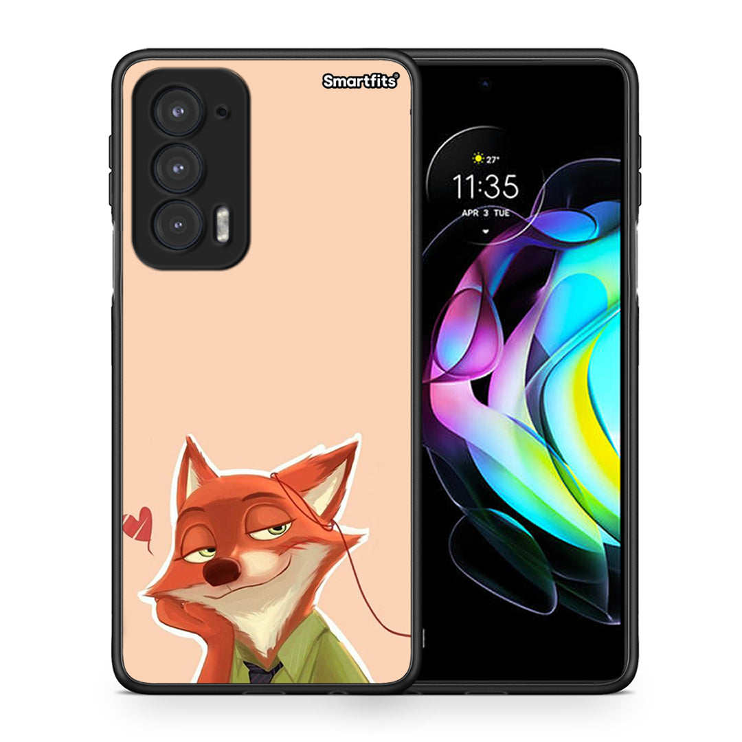 Θήκη Motorola Edge 20 5G Nick Wilde And Judy Hopps Love 1 από τη Smartfits με σχέδιο στο πίσω μέρος και μαύρο περίβλημα | Motorola Edge 20 5G Nick Wilde And Judy Hopps Love 1 case with colorful back and black bezels