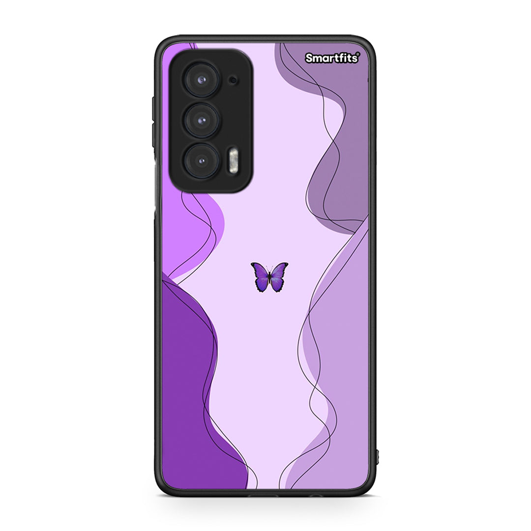 Motorola Edge 20 5G Purple Mariposa Θήκη Αγίου Βαλεντίνου από τη Smartfits με σχέδιο στο πίσω μέρος και μαύρο περίβλημα | Smartphone case with colorful back and black bezels by Smartfits