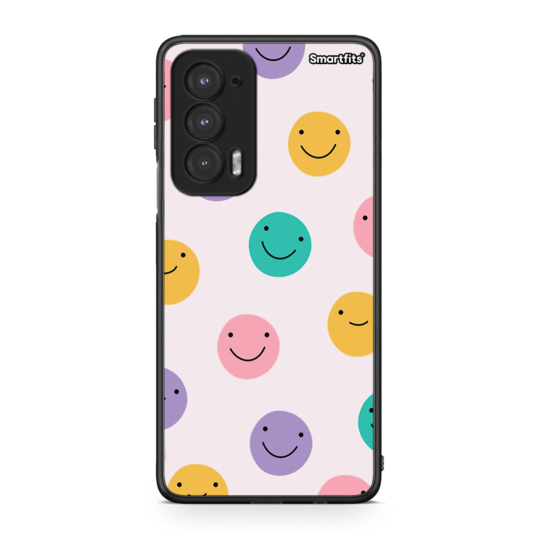 Motorola Edge 20 5G Smiley Faces θήκη από τη Smartfits με σχέδιο στο πίσω μέρος και μαύρο περίβλημα | Smartphone case with colorful back and black bezels by Smartfits