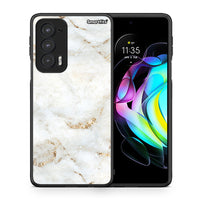 Thumbnail for Θήκη Motorola Edge 20 5G White Gold Marble από τη Smartfits με σχέδιο στο πίσω μέρος και μαύρο περίβλημα | Motorola Edge 20 5G White Gold Marble case with colorful back and black bezels