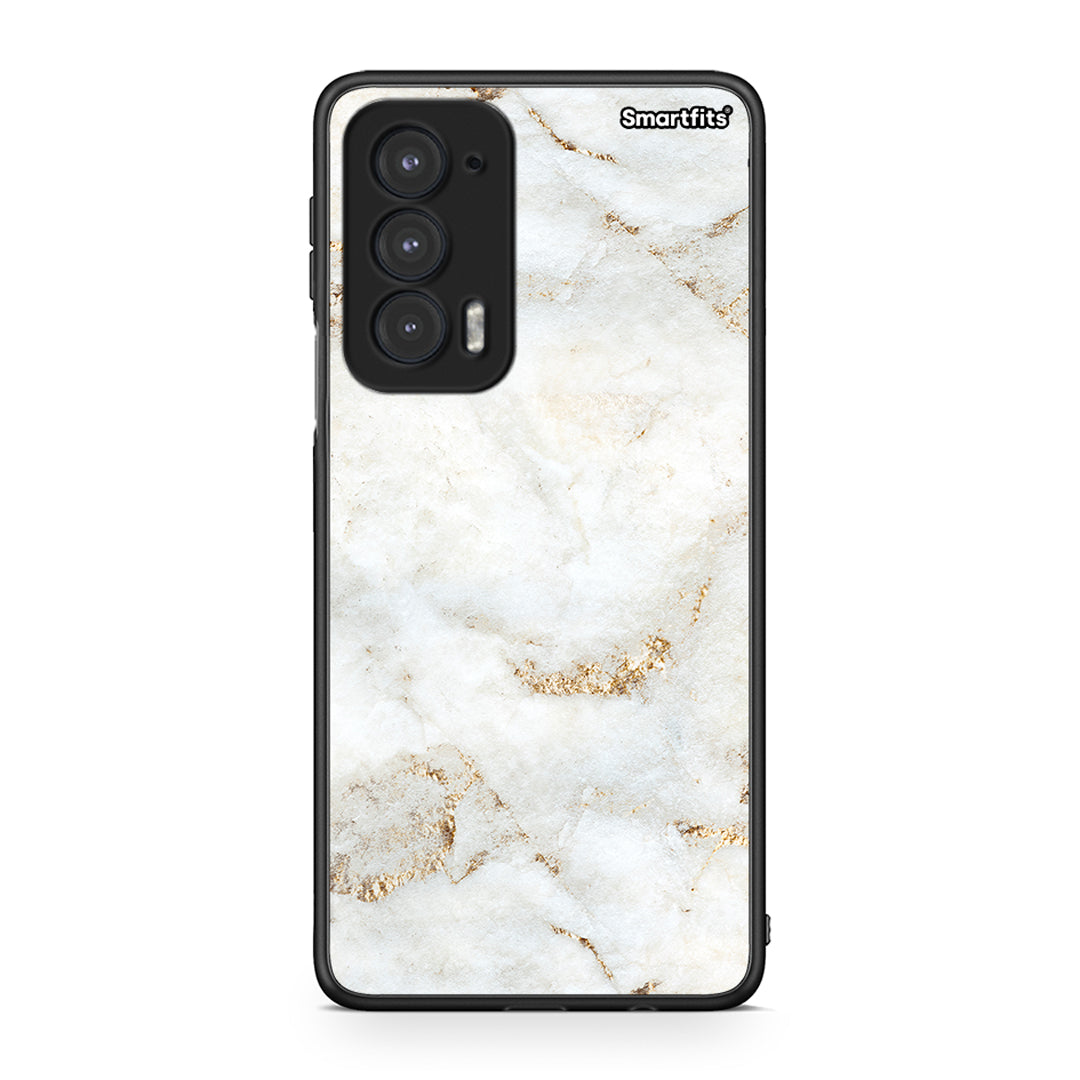 Motorola Edge 20 5G White Gold Marble θήκη από τη Smartfits με σχέδιο στο πίσω μέρος και μαύρο περίβλημα | Smartphone case with colorful back and black bezels by Smartfits