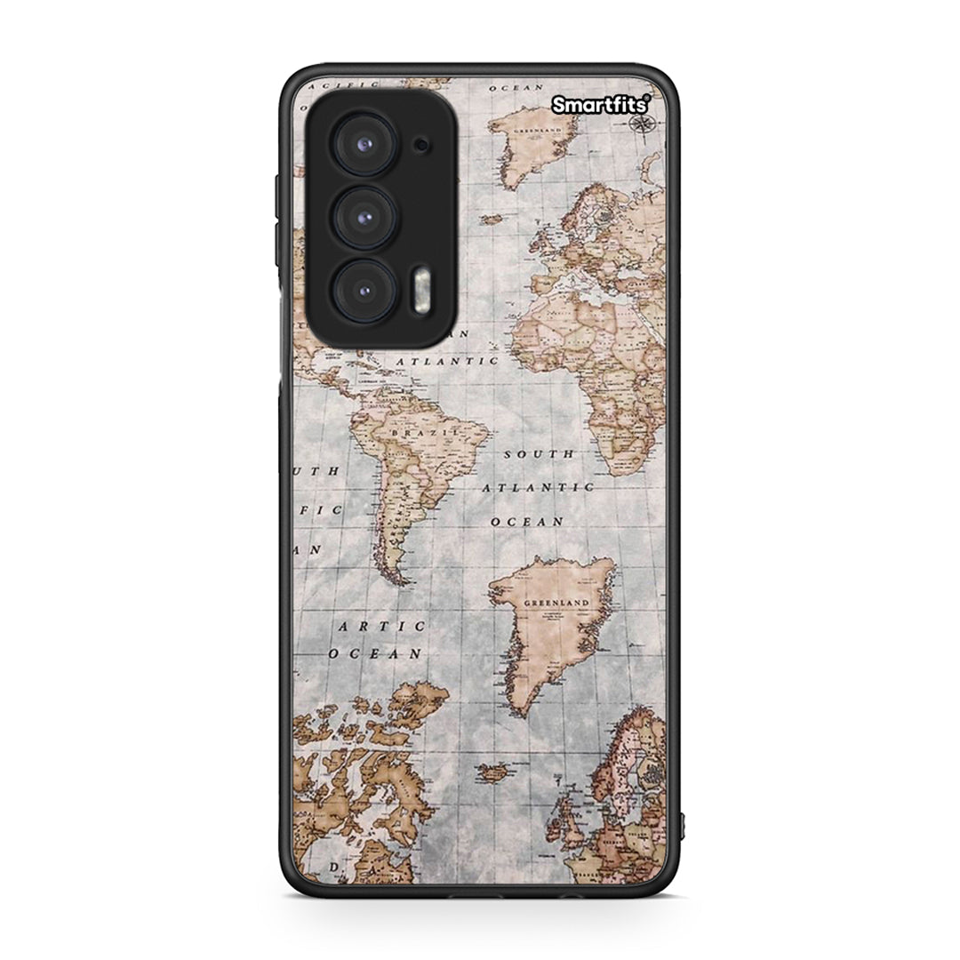 Motorola Edge 20 5G World Map Θήκη από τη Smartfits με σχέδιο στο πίσω μέρος και μαύρο περίβλημα | Smartphone case with colorful back and black bezels by Smartfits