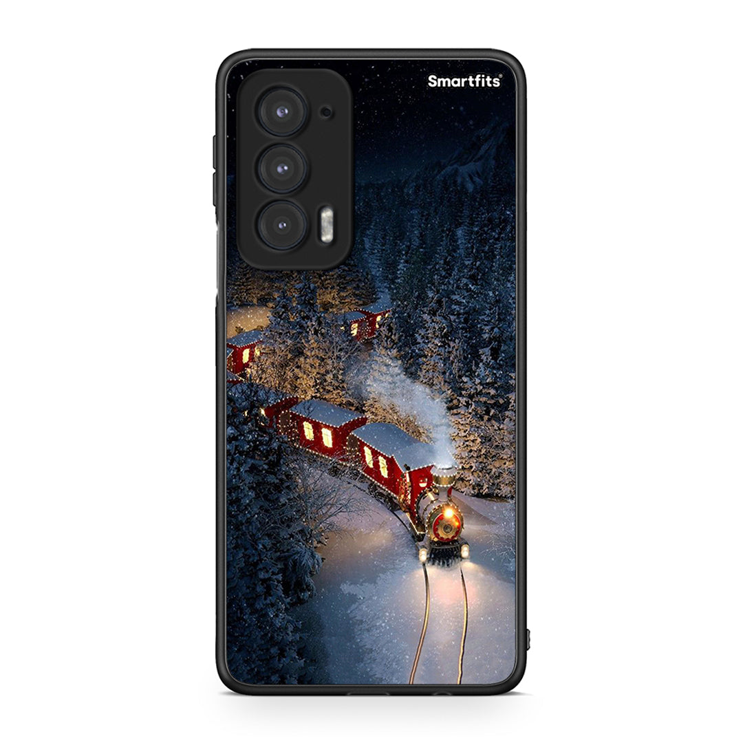 Motorola Edge 20 5G Xmas Train θήκη από τη Smartfits με σχέδιο στο πίσω μέρος και μαύρο περίβλημα | Smartphone case with colorful back and black bezels by Smartfits