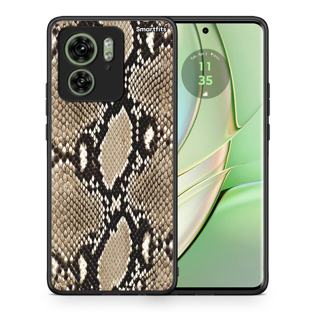 Θήκη Motorola Edge 40 5G Fashion Snake Animal από τη Smartfits με σχέδιο στο πίσω μέρος και μαύρο περίβλημα | Motorola Edge 40 5G Fashion Snake Animal case with colorful back and black bezels