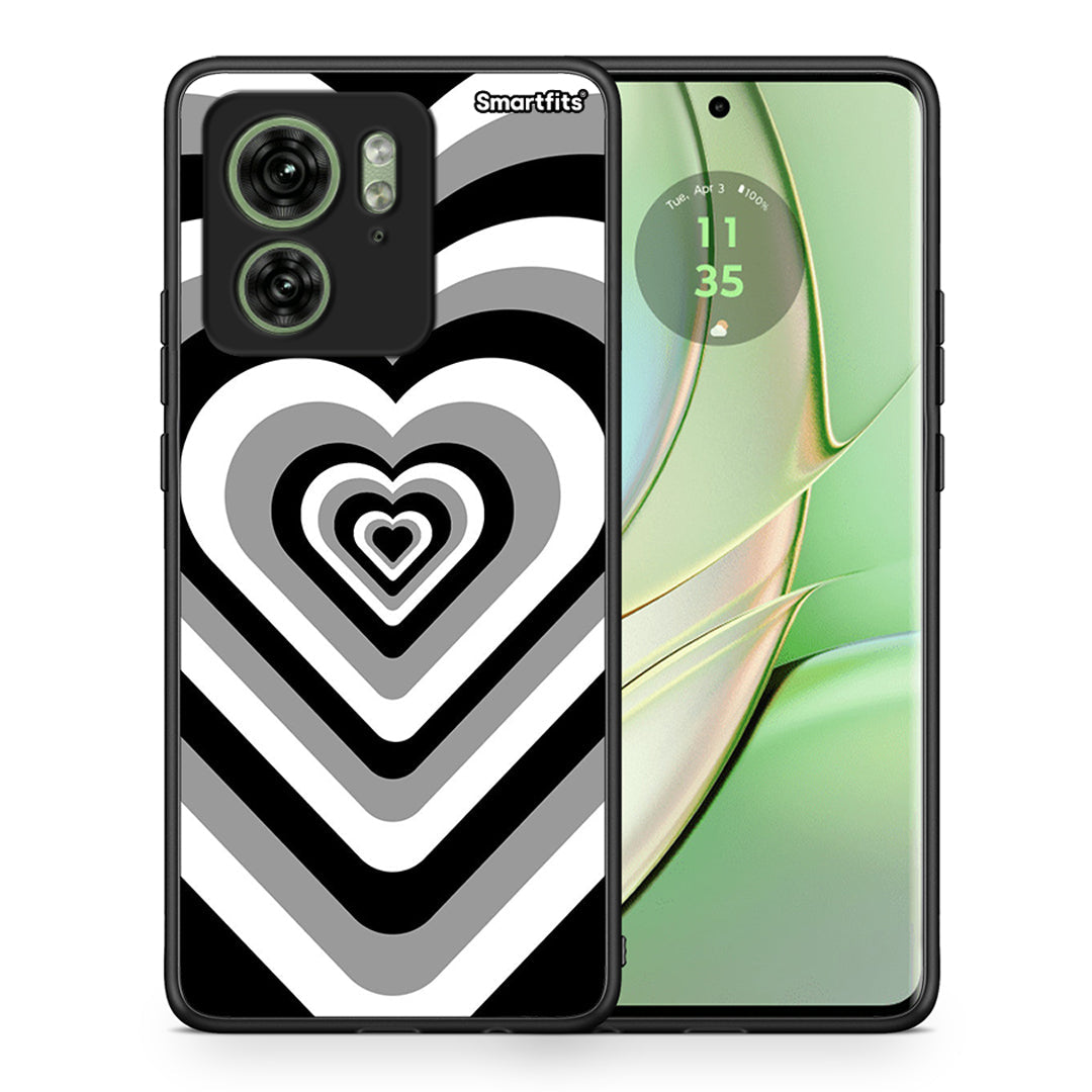 Θήκη Motorola Edge 40 5G Black Hearts από τη Smartfits με σχέδιο στο πίσω μέρος και μαύρο περίβλημα | Motorola Edge 40 5G Black Hearts case with colorful back and black bezels