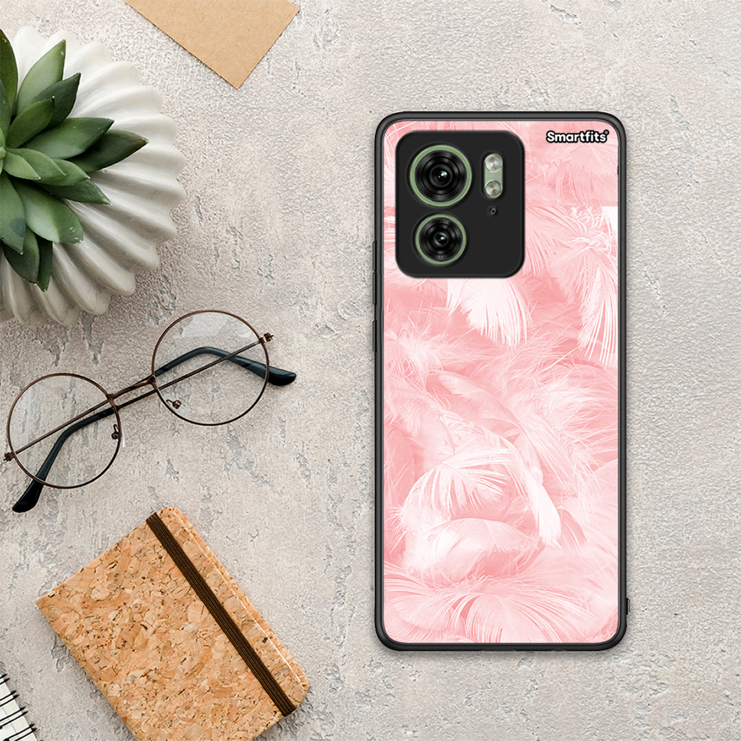 Boho Pink Feather - Motorola Edge 40 5G θήκη