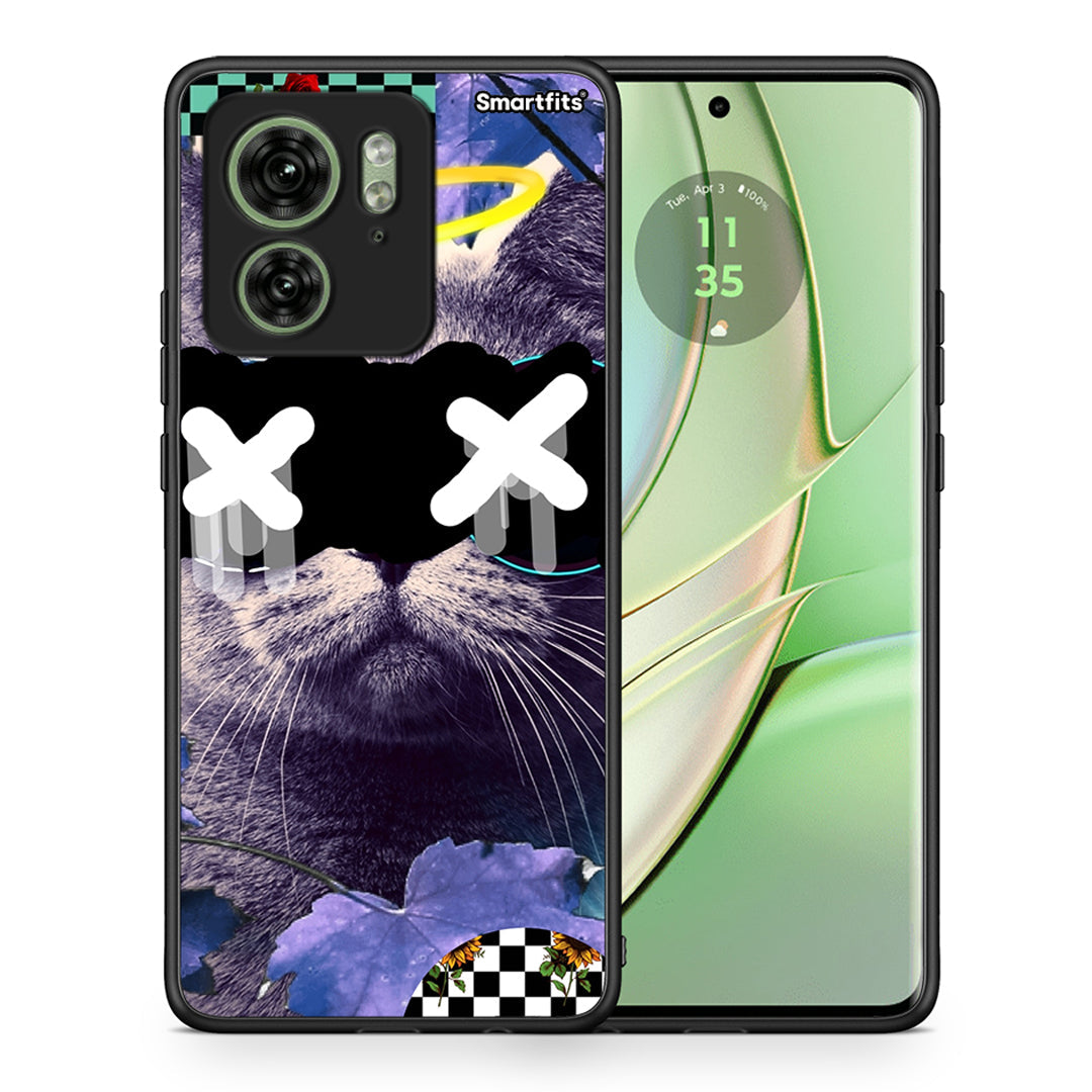 Θήκη Motorola Edge 40 5G Cat Collage από τη Smartfits με σχέδιο στο πίσω μέρος και μαύρο περίβλημα | Motorola Edge 40 5G Cat Collage case with colorful back and black bezels