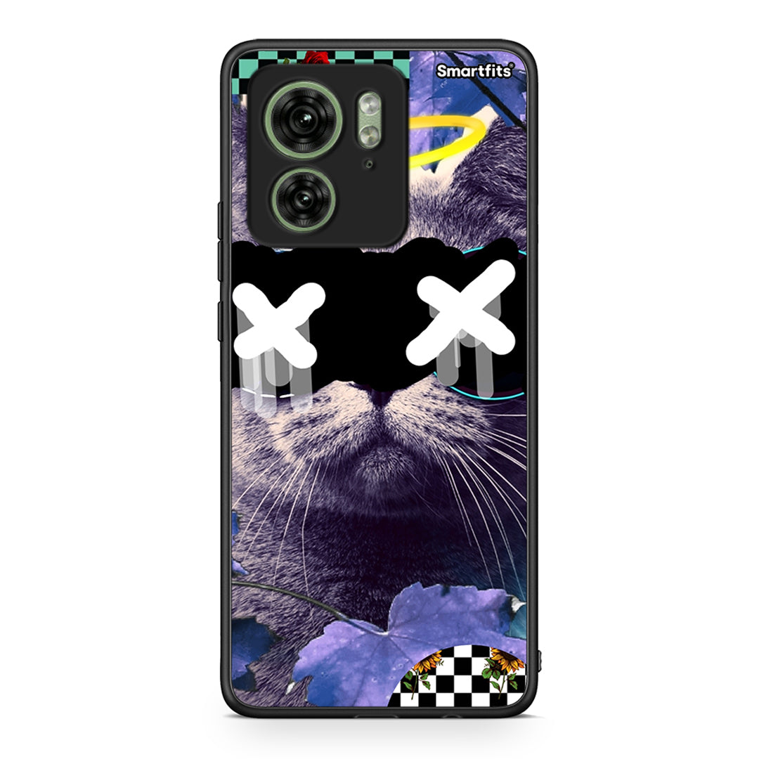 Motorola Edge 40 5G Cat Collage θήκη από τη Smartfits με σχέδιο στο πίσω μέρος και μαύρο περίβλημα | Smartphone case with colorful back and black bezels by Smartfits