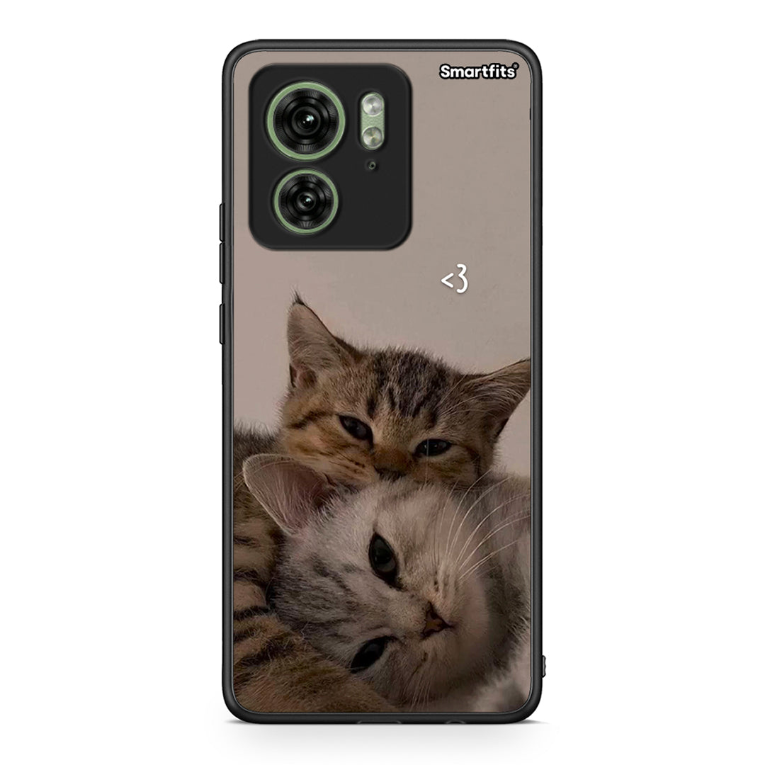 Motorola Edge 40 5G Cats In Love Θήκη από τη Smartfits με σχέδιο στο πίσω μέρος και μαύρο περίβλημα | Smartphone case with colorful back and black bezels by Smartfits