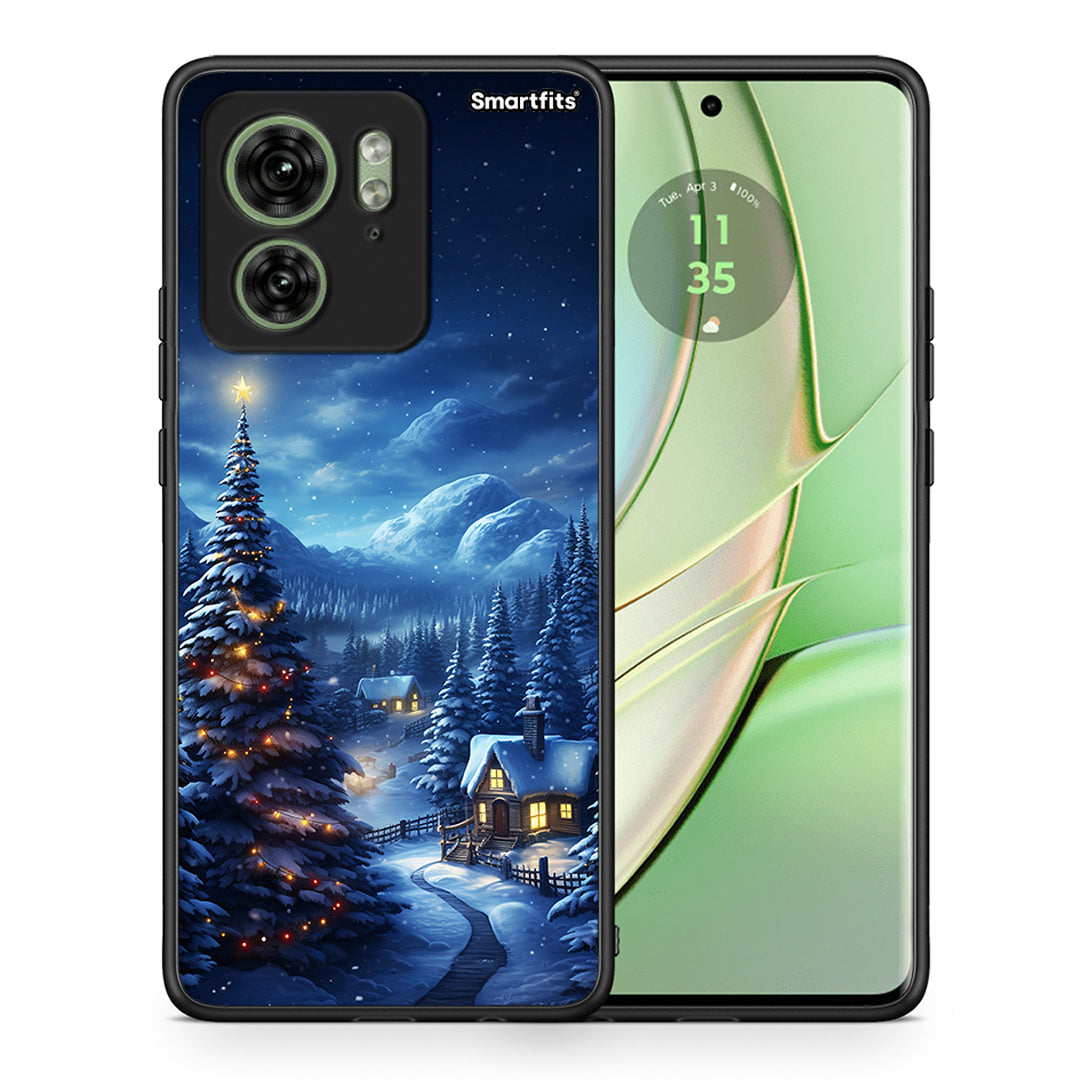 Θήκη Motorola Edge 40 5G Christmas Scenery από τη Smartfits με σχέδιο στο πίσω μέρος και μαύρο περίβλημα | Motorola Edge 40 5G Christmas Scenery case with colorful back and black bezels