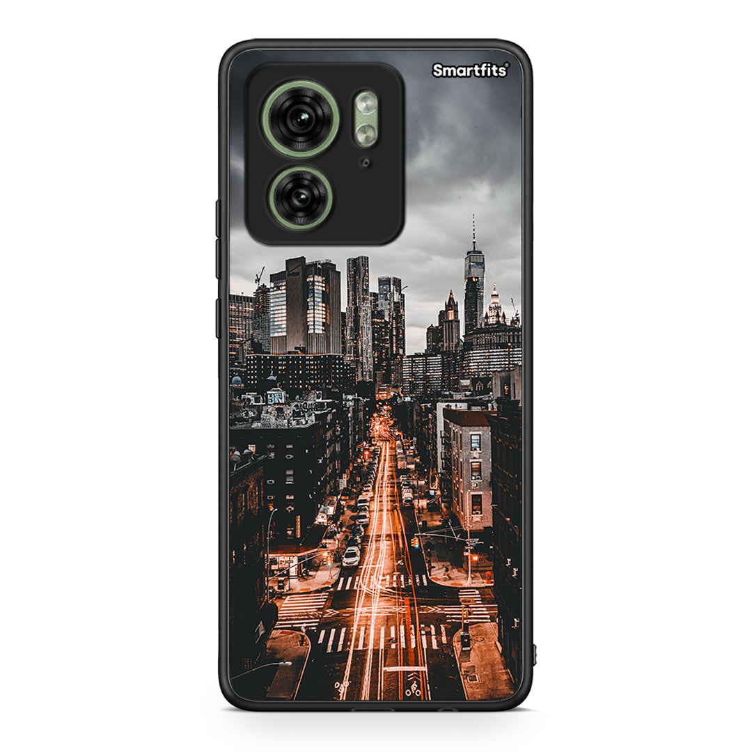 Motorola Edge 40 5G City Lights θήκη από τη Smartfits με σχέδιο στο πίσω μέρος και μαύρο περίβλημα | Smartphone case with colorful back and black bezels by Smartfits