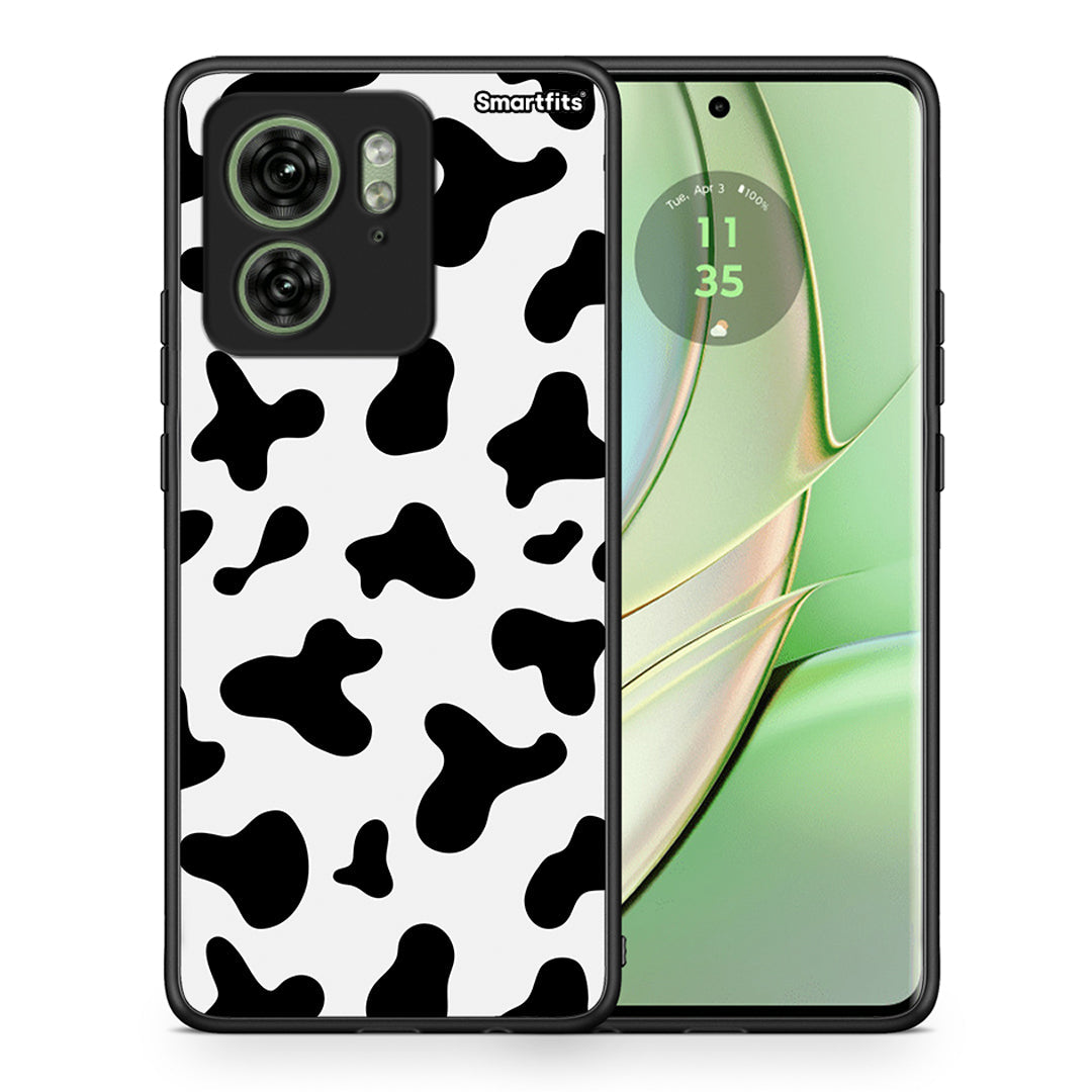 Θήκη Motorola Edge 40 5G Cow Print από τη Smartfits με σχέδιο στο πίσω μέρος και μαύρο περίβλημα | Motorola Edge 40 5G Cow Print case with colorful back and black bezels