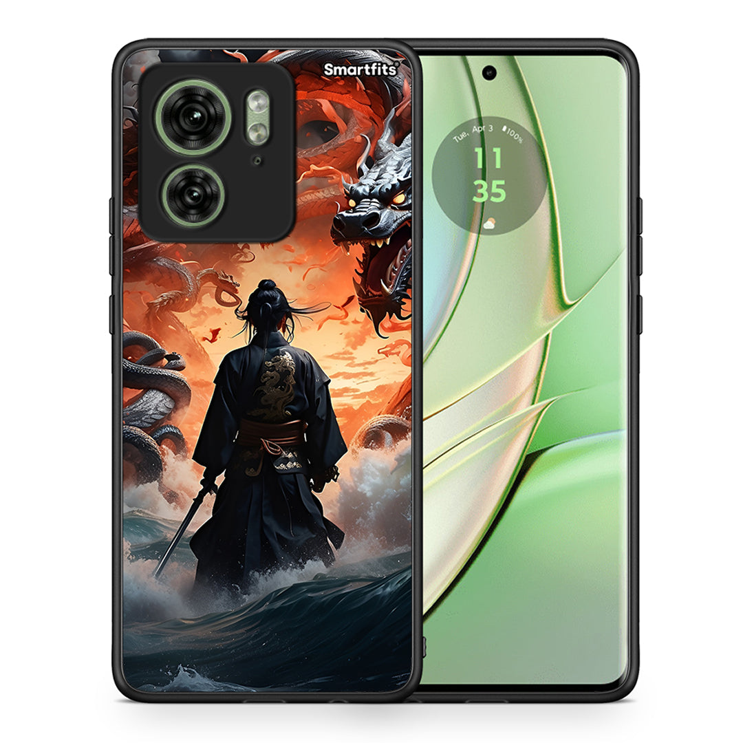 Θήκη Motorola Edge 40 5G Dragons Fight από τη Smartfits με σχέδιο στο πίσω μέρος και μαύρο περίβλημα | Motorola Edge 40 5G Dragons Fight case with colorful back and black bezels