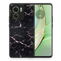 Thumbnail for Θήκη Motorola Edge 40 5G Black Rosegold Marble από τη Smartfits με σχέδιο στο πίσω μέρος και μαύρο περίβλημα | Motorola Edge 40 5G Black Rosegold Marble case with colorful back and black bezels