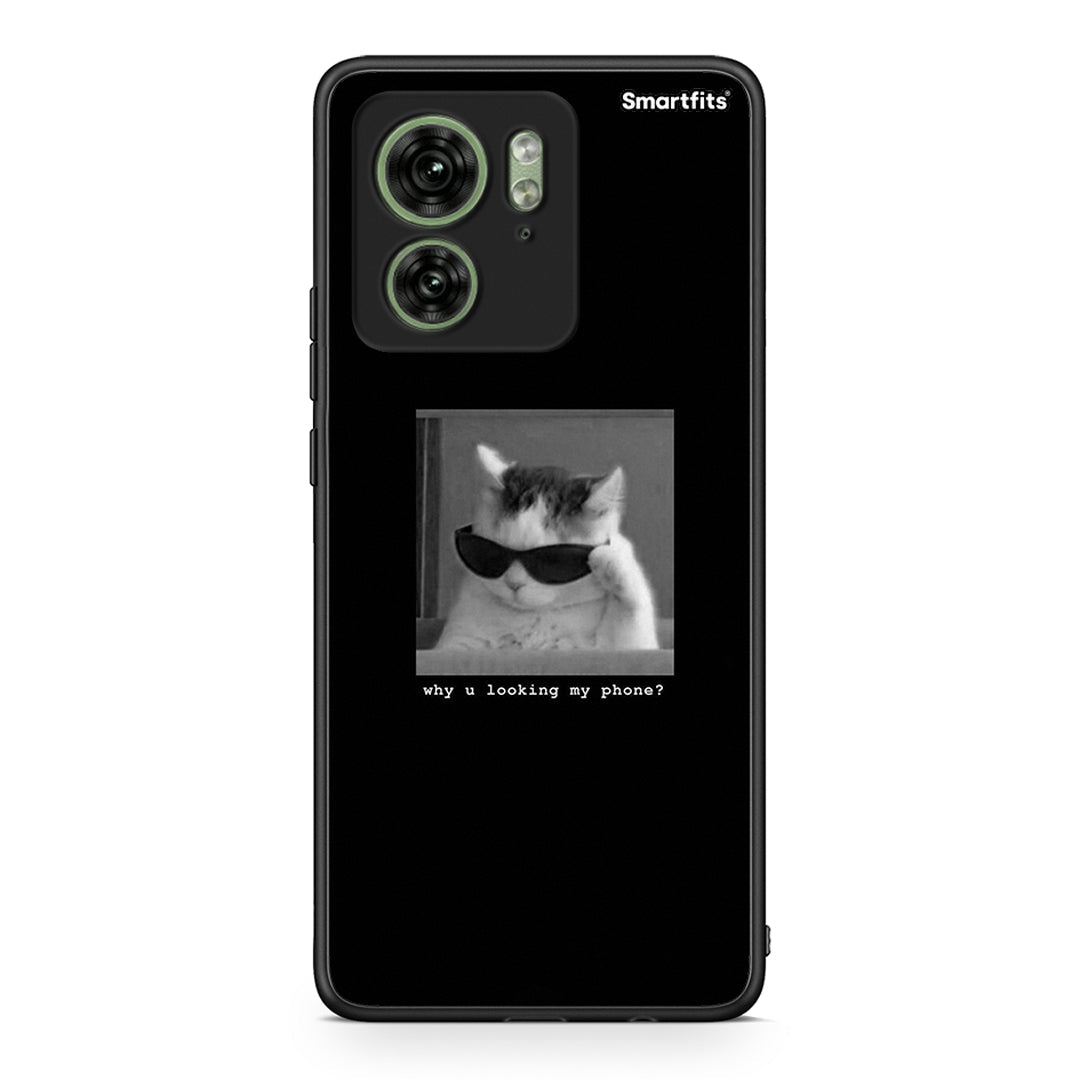 Motorola Edge 40 5G Meme Cat θήκη από τη Smartfits με σχέδιο στο πίσω μέρος και μαύρο περίβλημα | Smartphone case with colorful back and black bezels by Smartfits