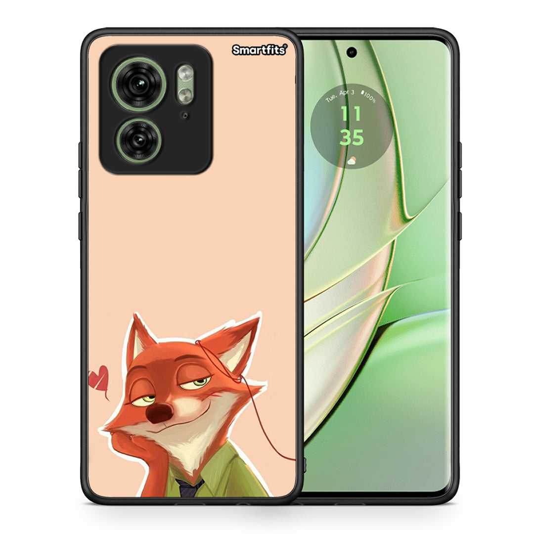 Θήκη Motorola Edge 40 5G Nick Wilde And Judy Hopps Love 1 από τη Smartfits με σχέδιο στο πίσω μέρος και μαύρο περίβλημα | Motorola Edge 40 5G Nick Wilde And Judy Hopps Love 1 case with colorful back and black bezels