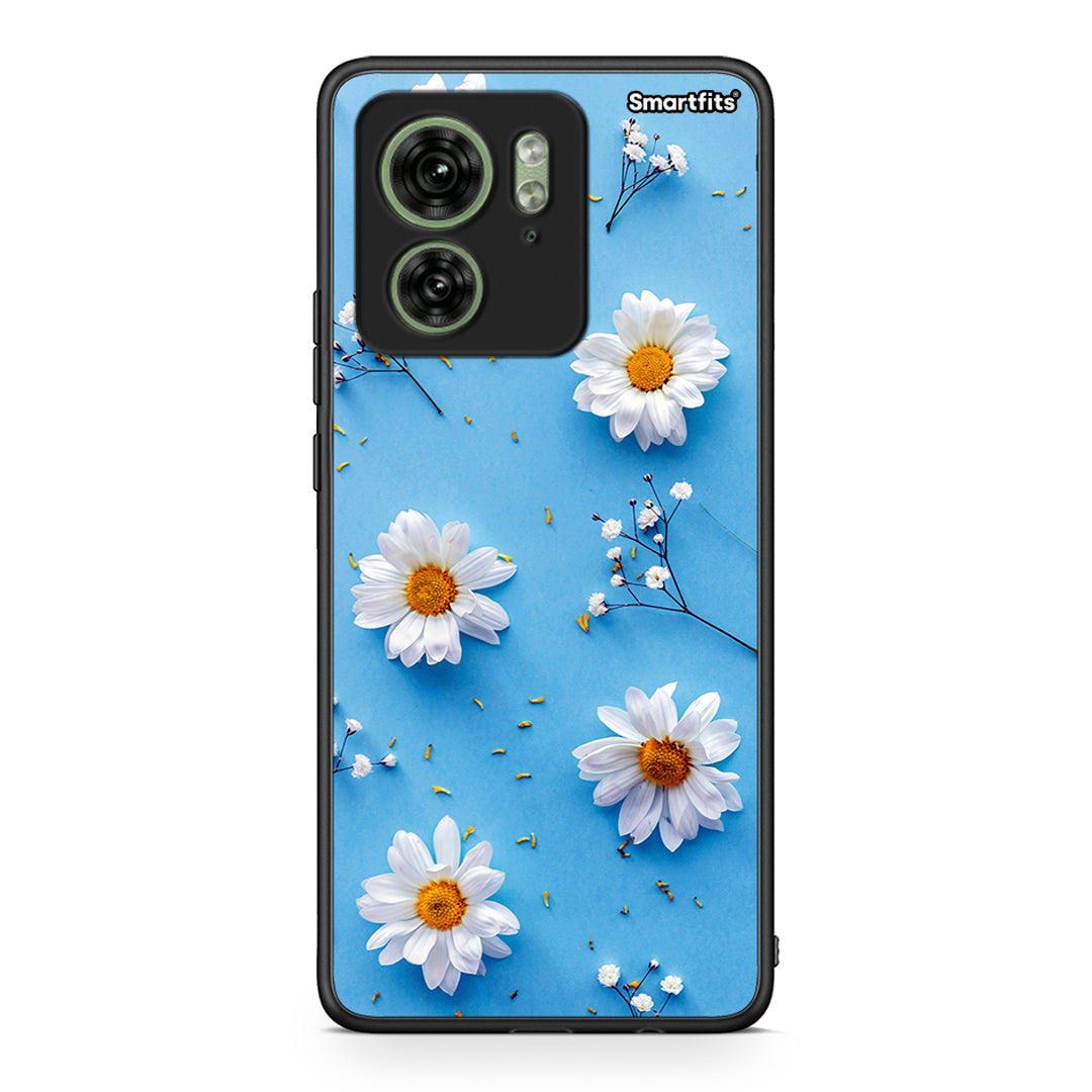 Motorola Edge 40 5G Real Daisies θήκη από τη Smartfits με σχέδιο στο πίσω μέρος και μαύρο περίβλημα | Smartphone case with colorful back and black bezels by Smartfits