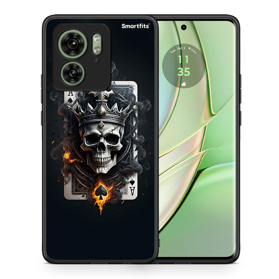 Θήκη Motorola Edge 40 5G Skull King Ace από τη Smartfits με σχέδιο στο πίσω μέρος και μαύρο περίβλημα | Motorola Edge 40 5G Skull King Ace case with colorful back and black bezels