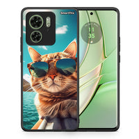 Thumbnail for Θήκη Motorola Edge 40 5G Summer Cat από τη Smartfits με σχέδιο στο πίσω μέρος και μαύρο περίβλημα | Motorola Edge 40 5G Summer Cat case with colorful back and black bezels