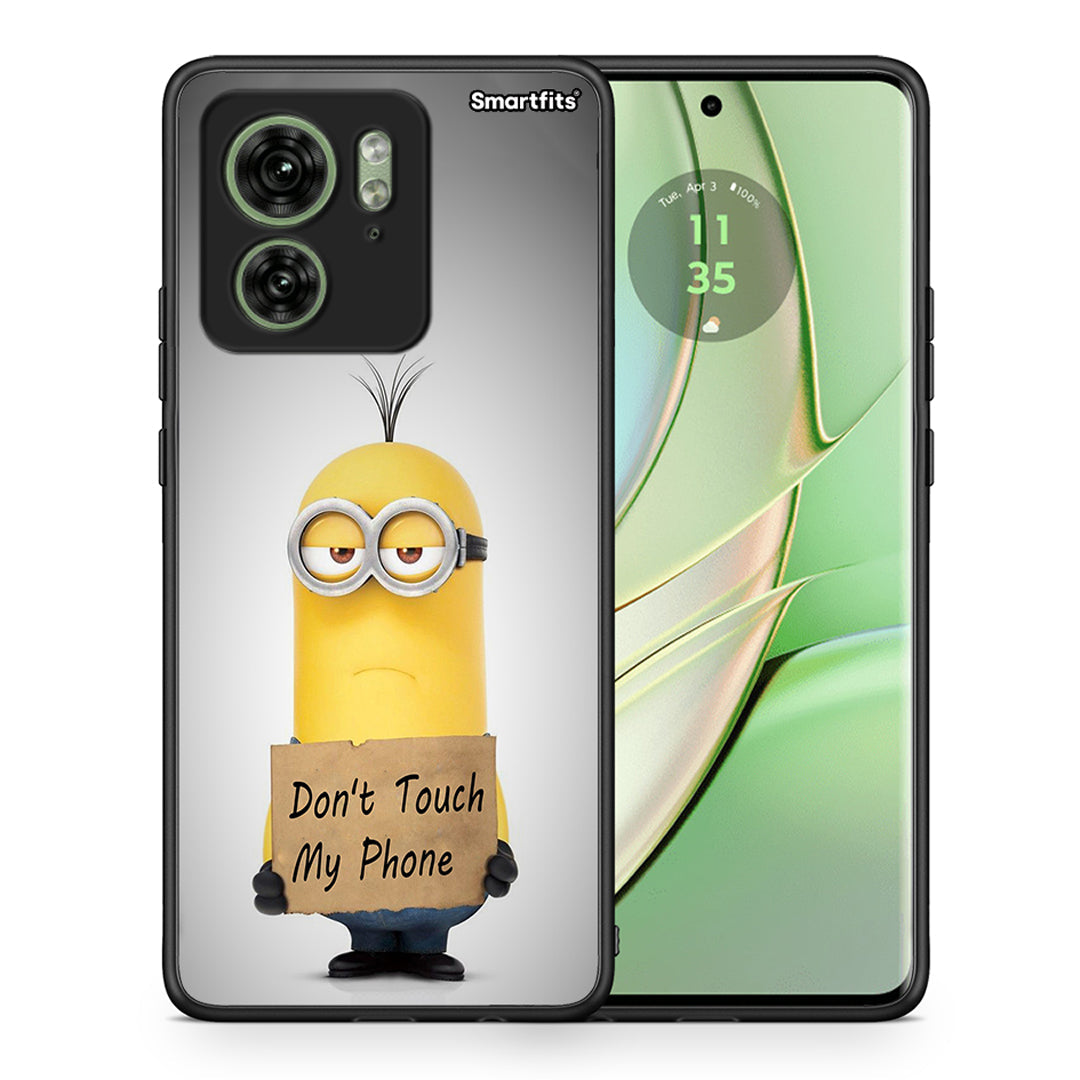 Θήκη Motorola Edge 40 5G Minion Text από τη Smartfits με σχέδιο στο πίσω μέρος και μαύρο περίβλημα | Motorola Edge 40 5G Minion Text case with colorful back and black bezels