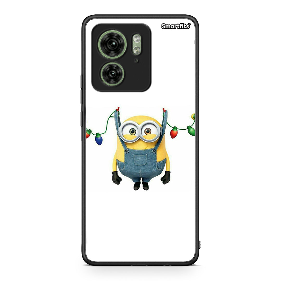 Motorola Edge 40 5G Xmas Minion Lights θήκη από τη Smartfits με σχέδιο στο πίσω μέρος και μαύρο περίβλημα | Smartphone case with colorful back and black bezels by Smartfits