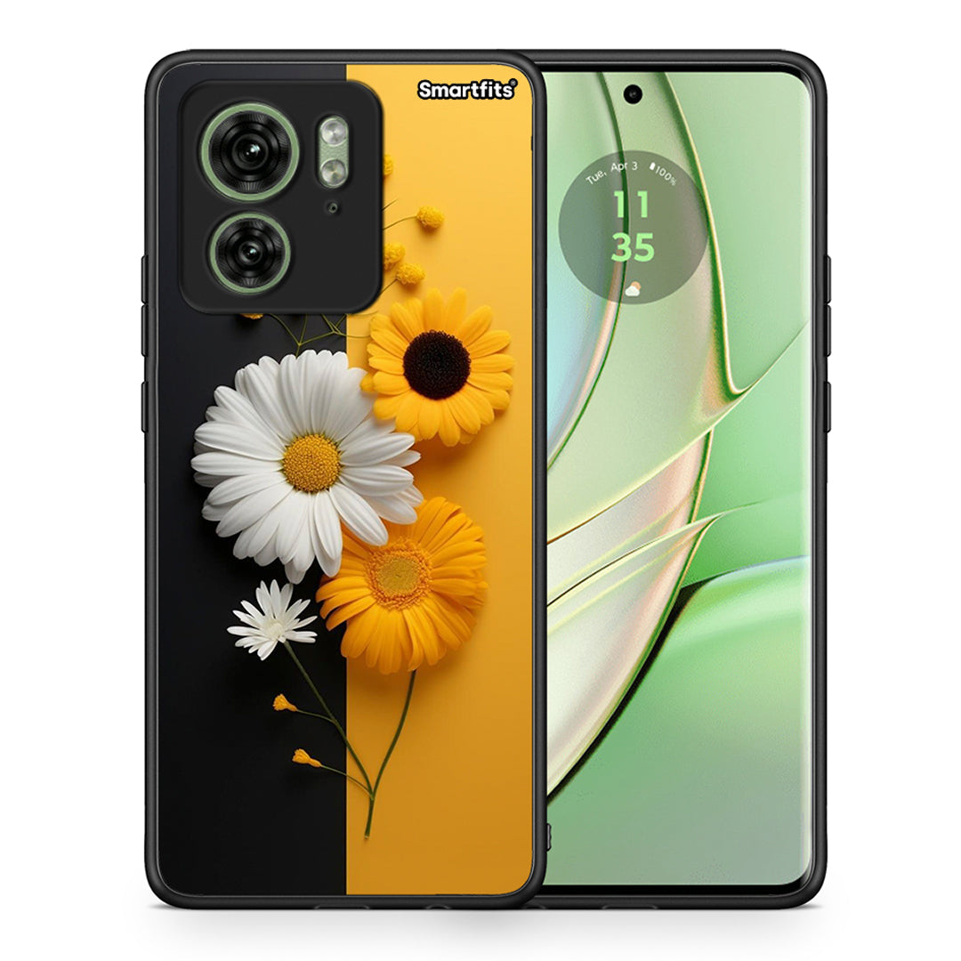 Θήκη Motorola Edge 40 5G Yellow Daisies από τη Smartfits με σχέδιο στο πίσω μέρος και μαύρο περίβλημα | Motorola Edge 40 5G Yellow Daisies case with colorful back and black bezels