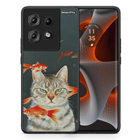 Thumbnail for Θήκη Motorola Edge 50 Cat Goldfish από τη Smartfits με σχέδιο στο πίσω μέρος και μαύρο περίβλημα | Motorola Edge 50 Cat Goldfish case with colorful back and black bezels