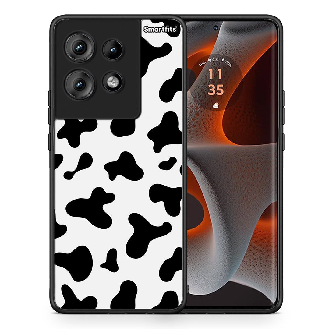 Θήκη Motorola Edge 50 Cow Print από τη Smartfits με σχέδιο στο πίσω μέρος και μαύρο περίβλημα | Motorola Edge 50 Cow Print case with colorful back and black bezels