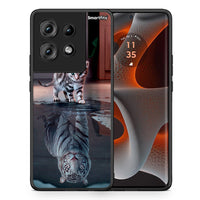 Thumbnail for Θήκη Motorola Edge 50 Tiger Cute από τη Smartfits με σχέδιο στο πίσω μέρος και μαύρο περίβλημα | Motorola Edge 50 Tiger Cute case with colorful back and black bezels