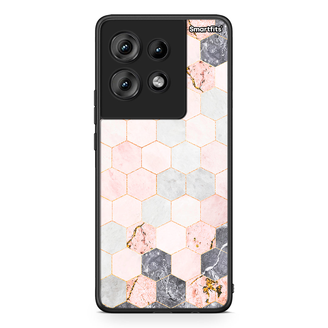 4 - Motorola Edge 50 Hexagon Pink Marble case, cover, bumper