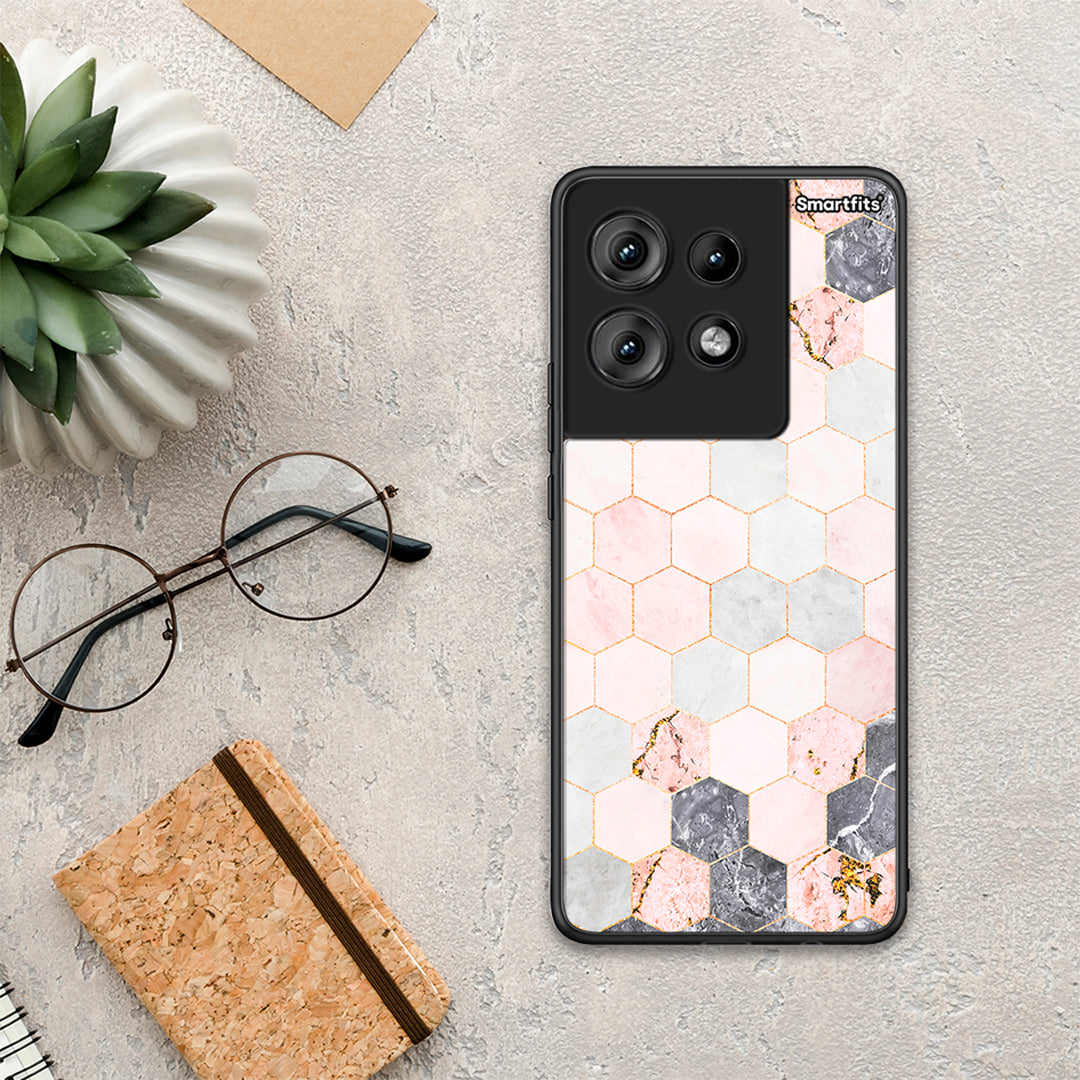 Marble Hexagon Pink - Motorola Edge 50 θήκη