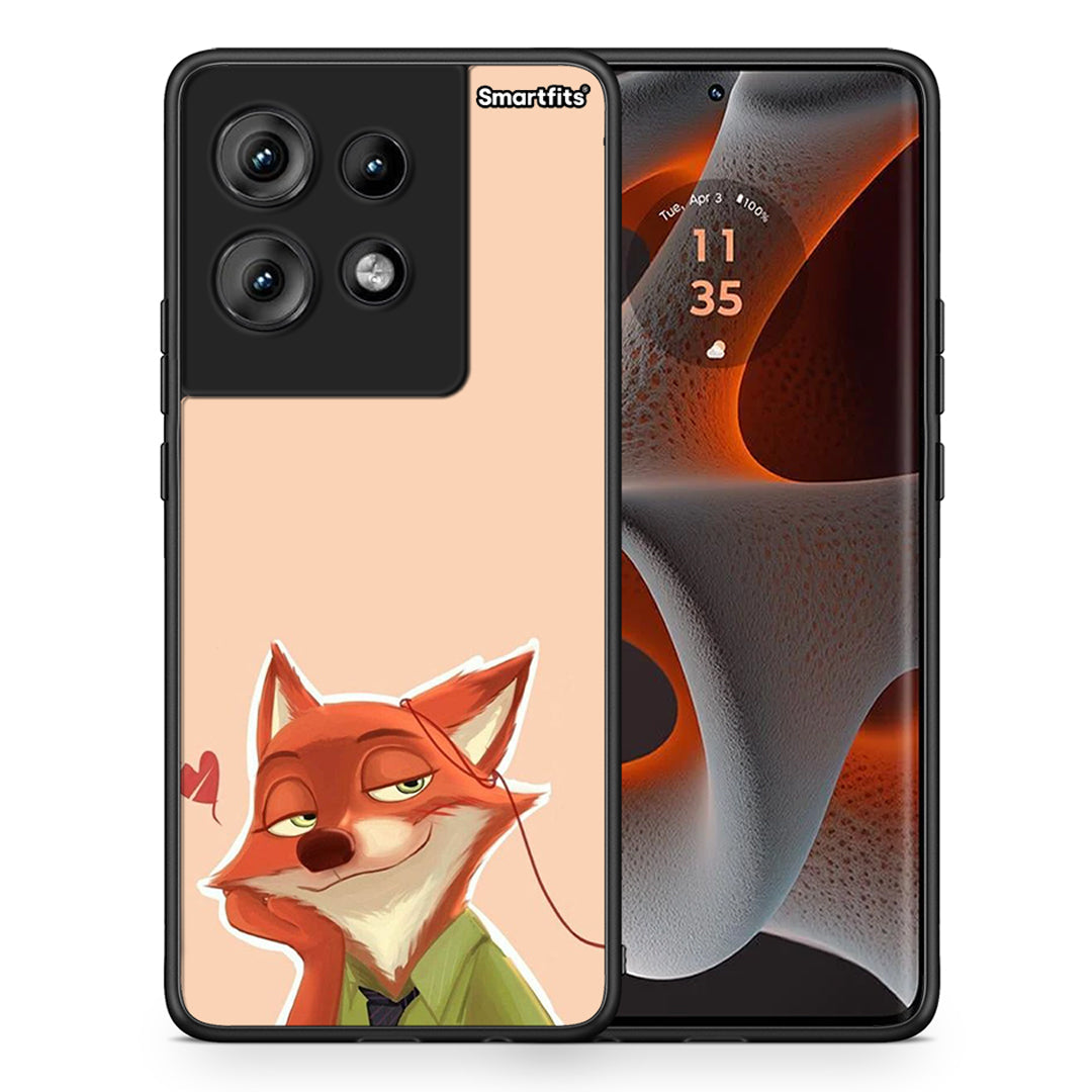 Θήκη Motorola Edge 50 Nick Wilde And Judy Hopps Love 1 από τη Smartfits με σχέδιο στο πίσω μέρος και μαύρο περίβλημα | Motorola Edge 50 Nick Wilde And Judy Hopps Love 1 case with colorful back and black bezels