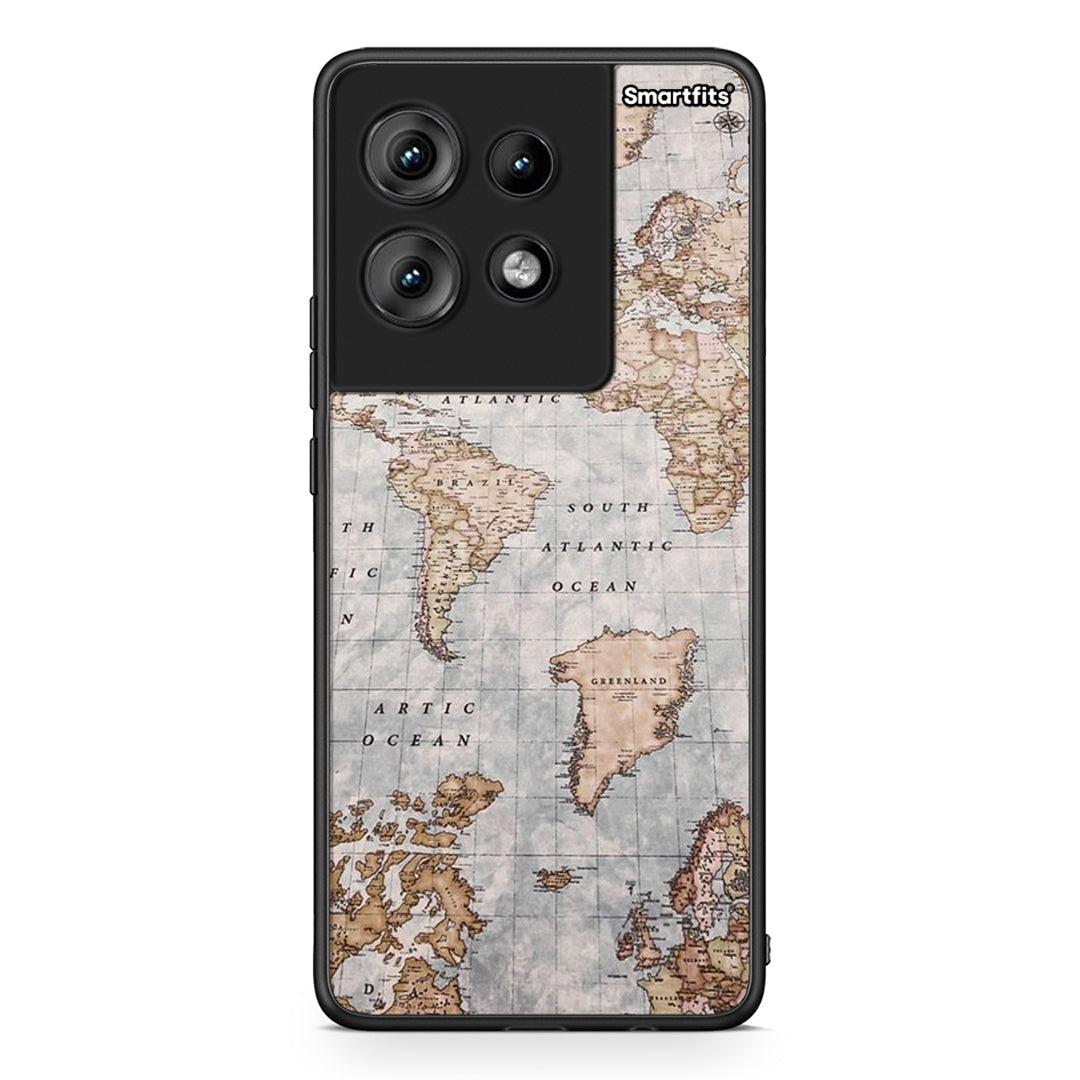 Motorola Edge 50 World Map Θήκη από τη Smartfits με σχέδιο στο πίσω μέρος και μαύρο περίβλημα | Smartphone case with colorful back and black bezels by Smartfits