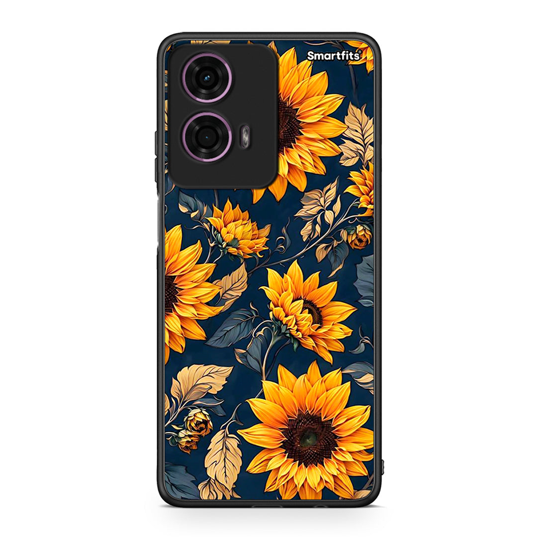 Motorola G24 Autumn Sunflowers Θήκη από τη Smartfits με σχέδιο στο πίσω μέρος και μαύρο περίβλημα | Smartphone case with colorful back and black bezels by Smartfits