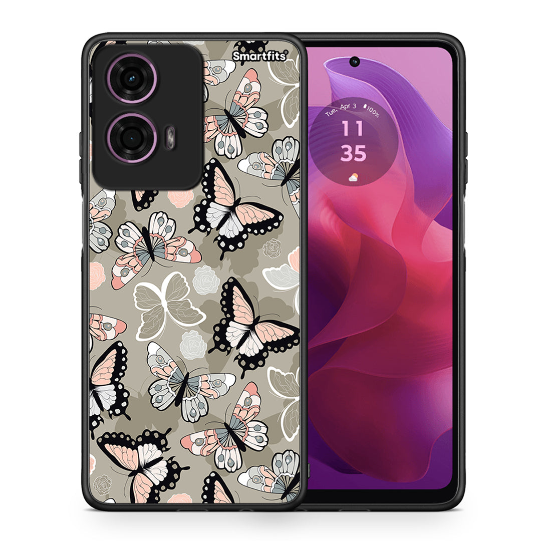 Θήκη Motorola G24 Butterflies Boho από τη Smartfits με σχέδιο στο πίσω μέρος και μαύρο περίβλημα | Motorola G24 Butterflies Boho case with colorful back and black bezels