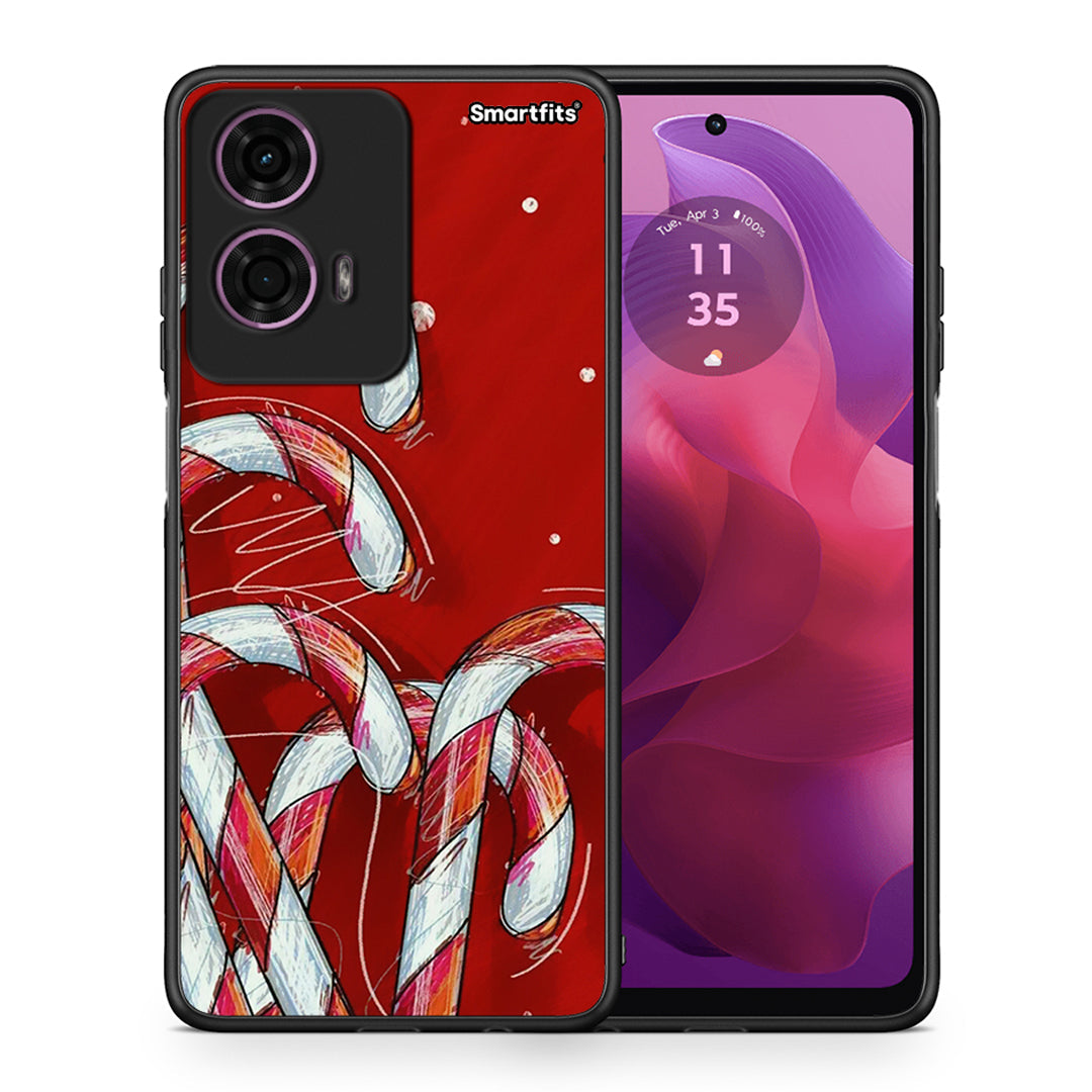 Θήκη Motorola G24 Candy Cane από τη Smartfits με σχέδιο στο πίσω μέρος και μαύρο περίβλημα | Motorola G24 Candy Cane case with colorful back and black bezels