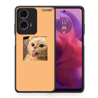 Thumbnail for Θήκη Motorola G24 Cat Tongue από τη Smartfits με σχέδιο στο πίσω μέρος και μαύρο περίβλημα | Motorola G24 Cat Tongue case with colorful back and black bezels