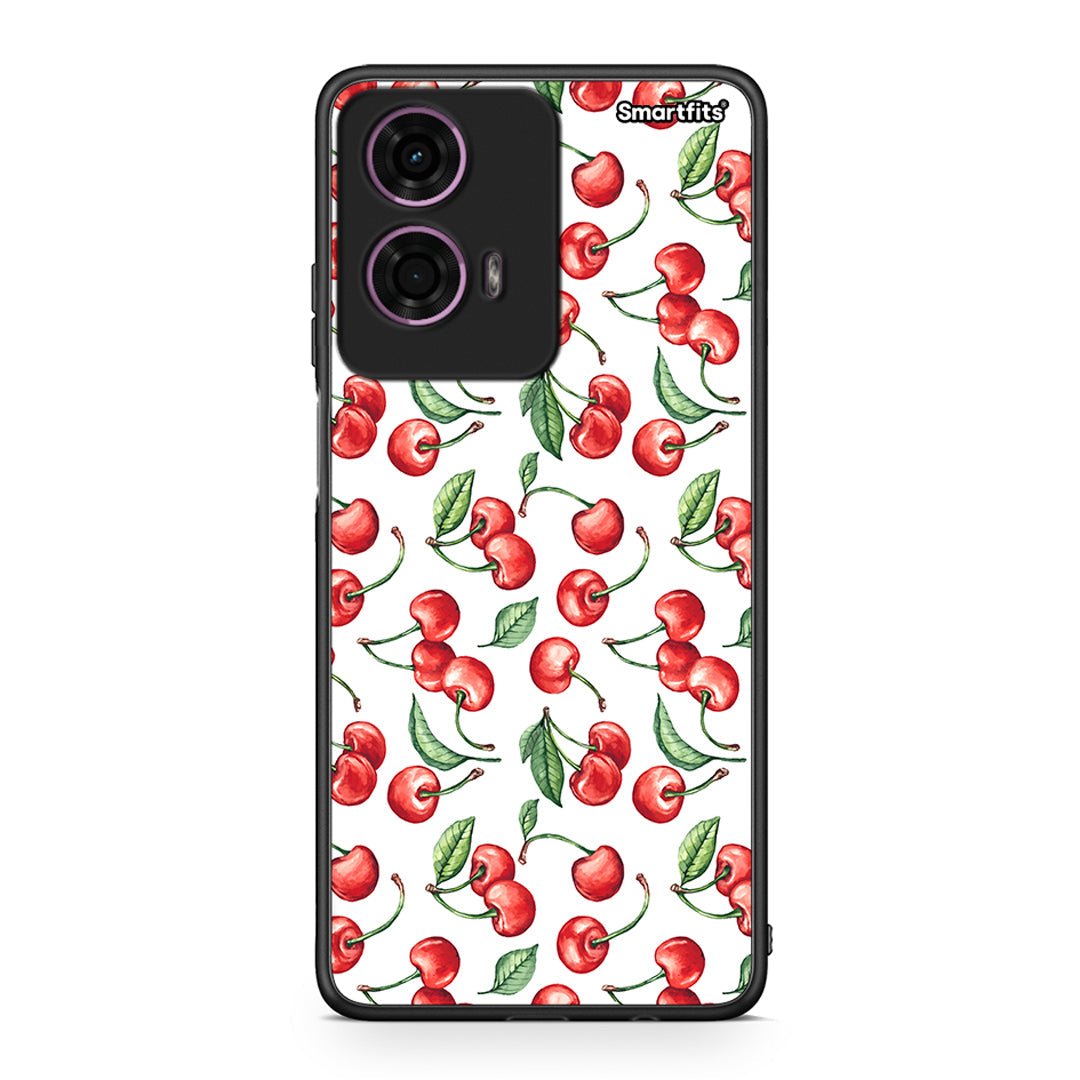 Motorola G24 Cherry Summer θήκη από τη Smartfits με σχέδιο στο πίσω μέρος και μαύρο περίβλημα | Smartphone case with colorful back and black bezels by Smartfits