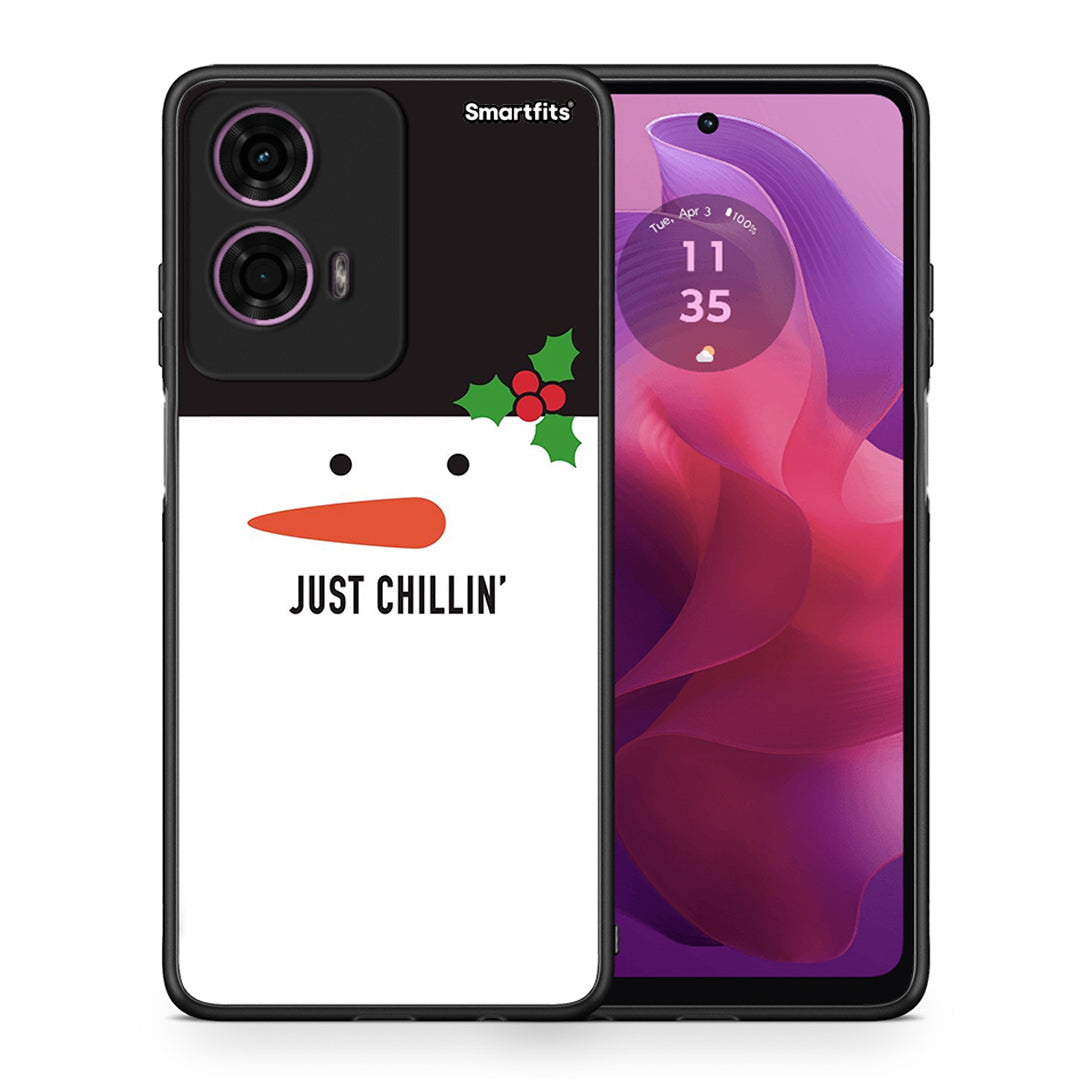 Θήκη Motorola G24 Christmas Chillin από τη Smartfits με σχέδιο στο πίσω μέρος και μαύρο περίβλημα | Motorola G24 Christmas Chillin case with colorful back and black bezels