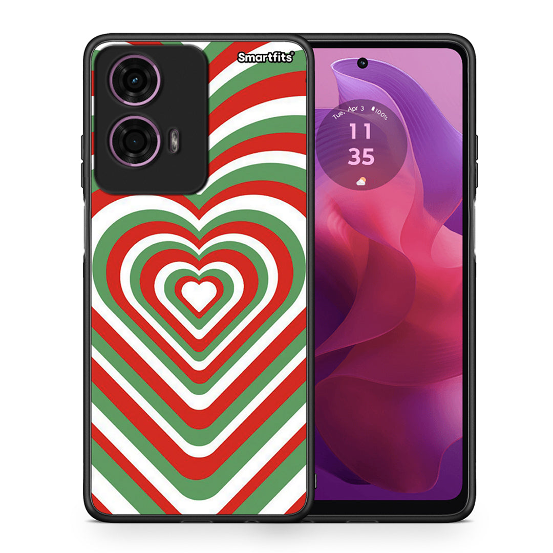 Θήκη Motorola G24 Christmas Hearts από τη Smartfits με σχέδιο στο πίσω μέρος και μαύρο περίβλημα | Motorola G24 Christmas Hearts case with colorful back and black bezels