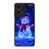 Thumbnail for Motorola G24 Christmas Neon Snowman θήκη από τη Smartfits με σχέδιο στο πίσω μέρος και μαύρο περίβλημα | Smartphone case with colorful back and black bezels by Smartfits