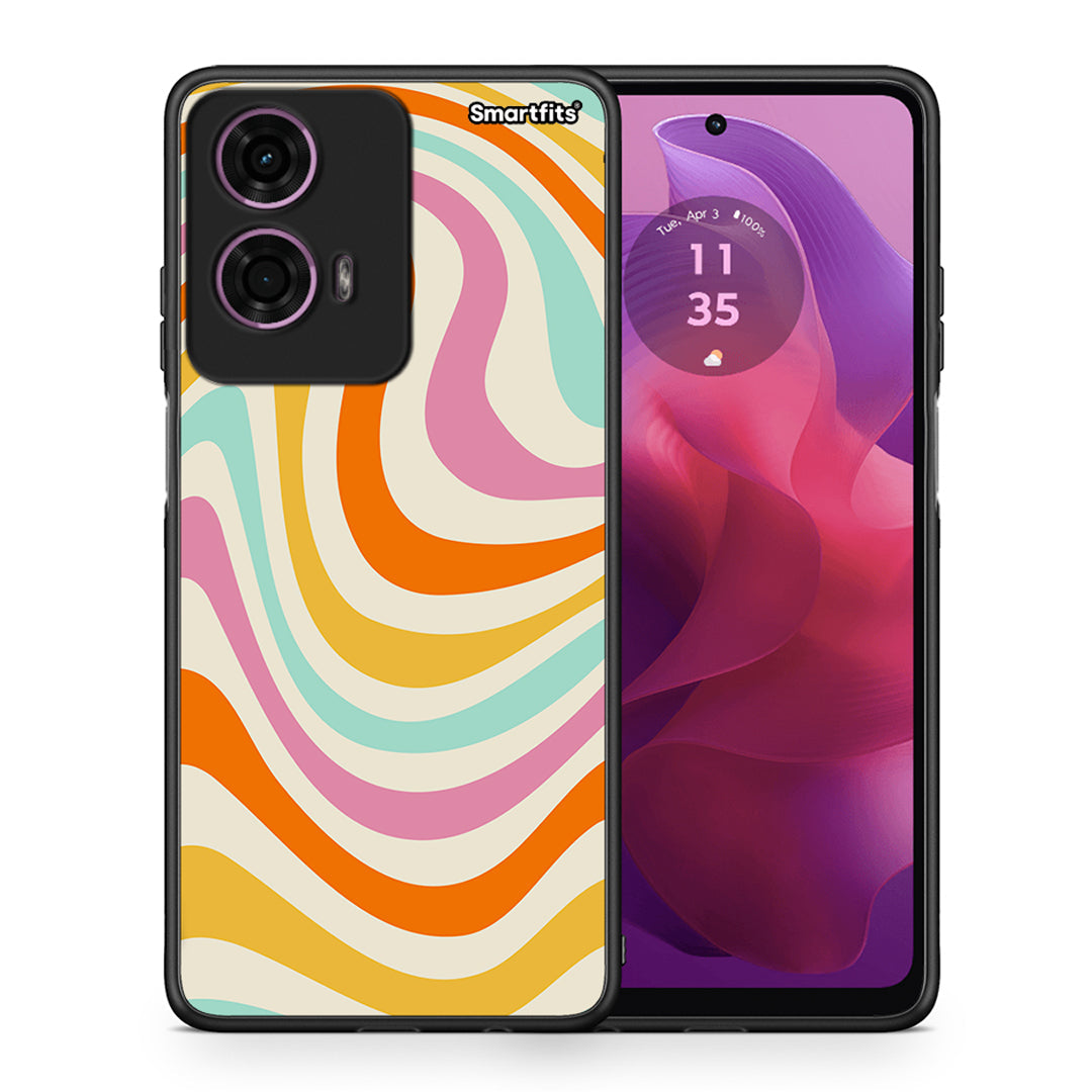 Θήκη Motorola G24 Colourful Waves από τη Smartfits με σχέδιο στο πίσω μέρος και μαύρο περίβλημα | Motorola G24 Colourful Waves case with colorful back and black bezels