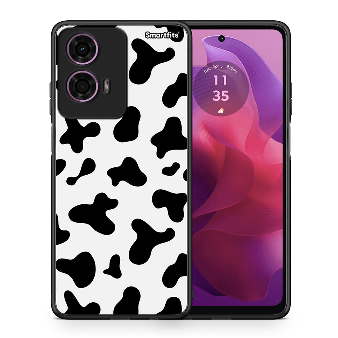 Θήκη Motorola G24 Cow Print από τη Smartfits με σχέδιο στο πίσω μέρος και μαύρο περίβλημα | Motorola G24 Cow Print case with colorful back and black bezels