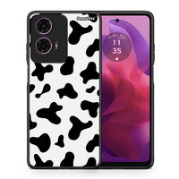 Thumbnail for Θήκη Motorola G24 Cow Print από τη Smartfits με σχέδιο στο πίσω μέρος και μαύρο περίβλημα | Motorola G24 Cow Print case with colorful back and black bezels