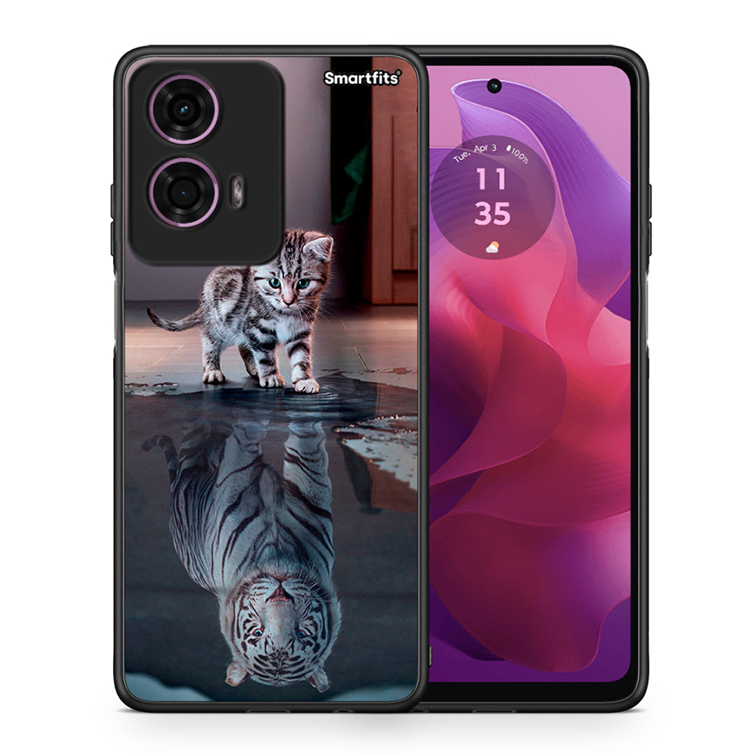 Θήκη Motorola G24 Tiger Cute από τη Smartfits με σχέδιο στο πίσω μέρος και μαύρο περίβλημα | Motorola G24 Tiger Cute case with colorful back and black bezels