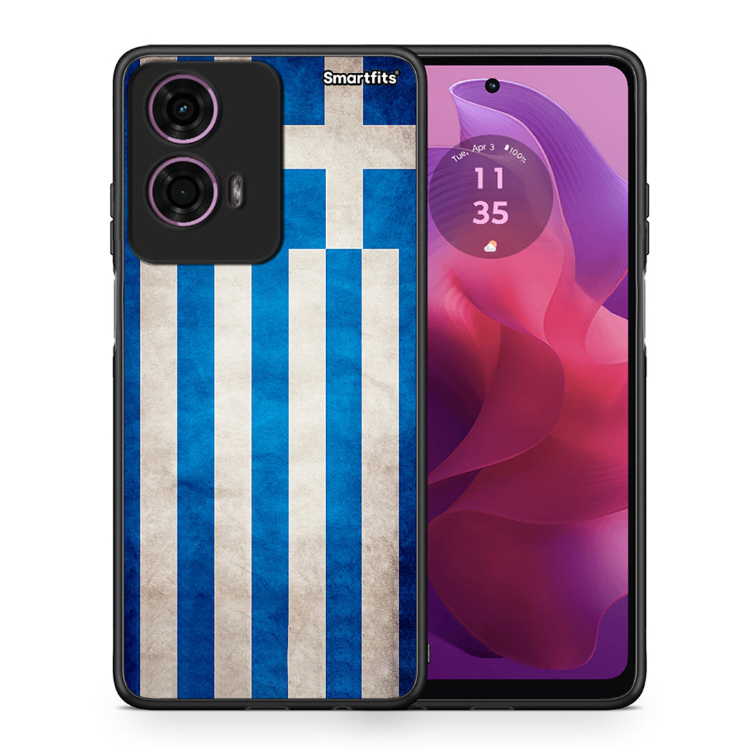 Θήκη Motorola G24 Greek Flag από τη Smartfits με σχέδιο στο πίσω μέρος και μαύρο περίβλημα | Motorola G24 Greek Flag case with colorful back and black bezels